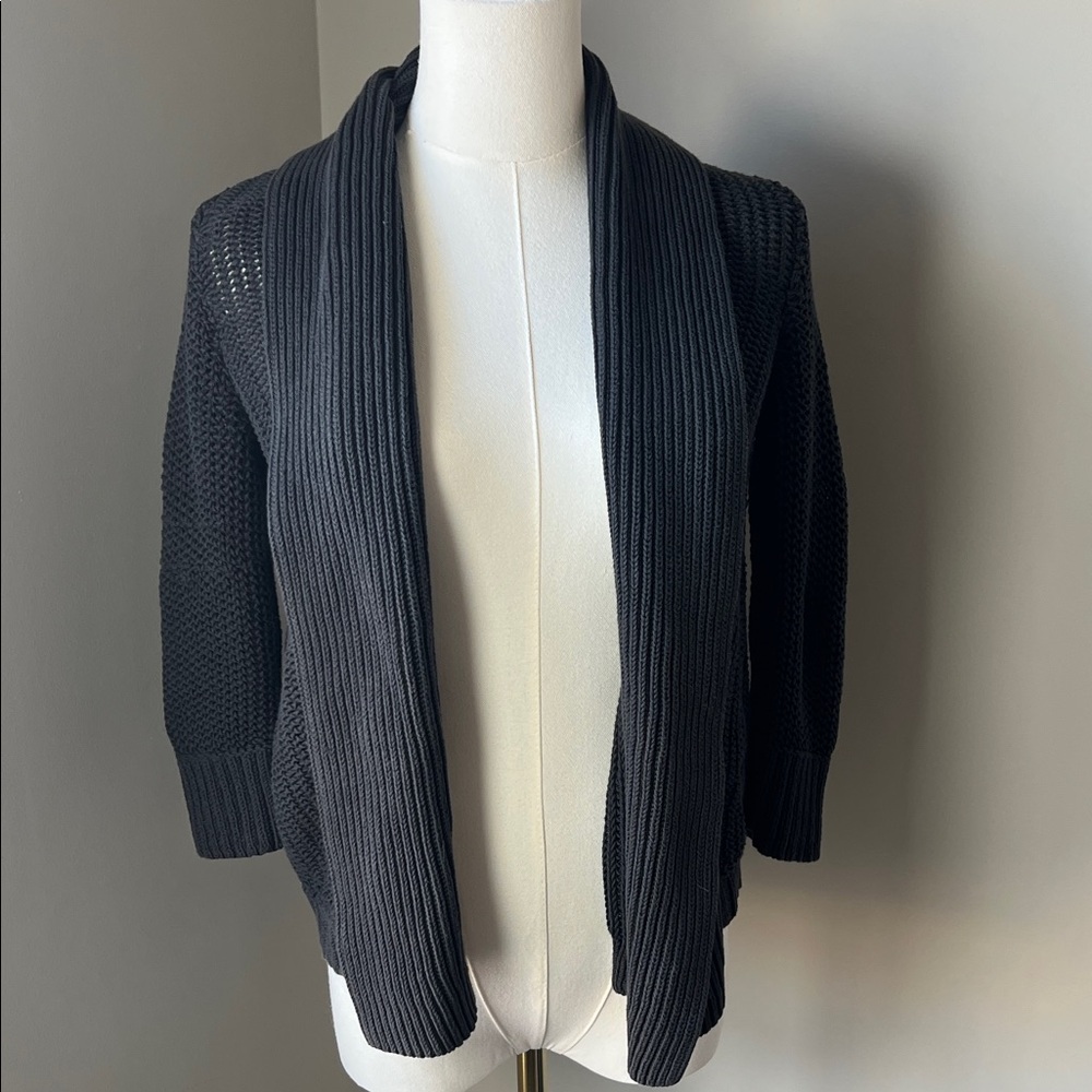Eddie Bauer Charcoal Open-Front Cardigan